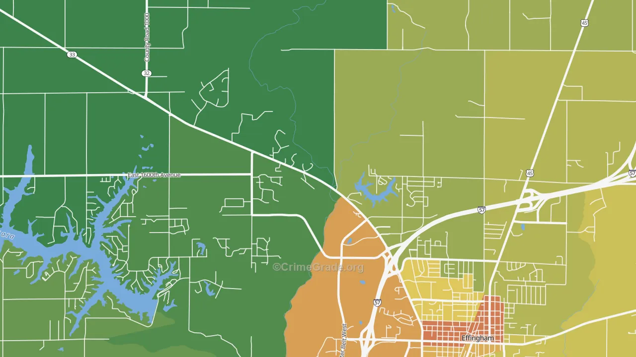 Lillyville, IL Map of Vandalism Rates