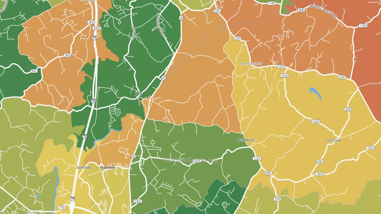 Lily, KY Map of Vandalism Rates
