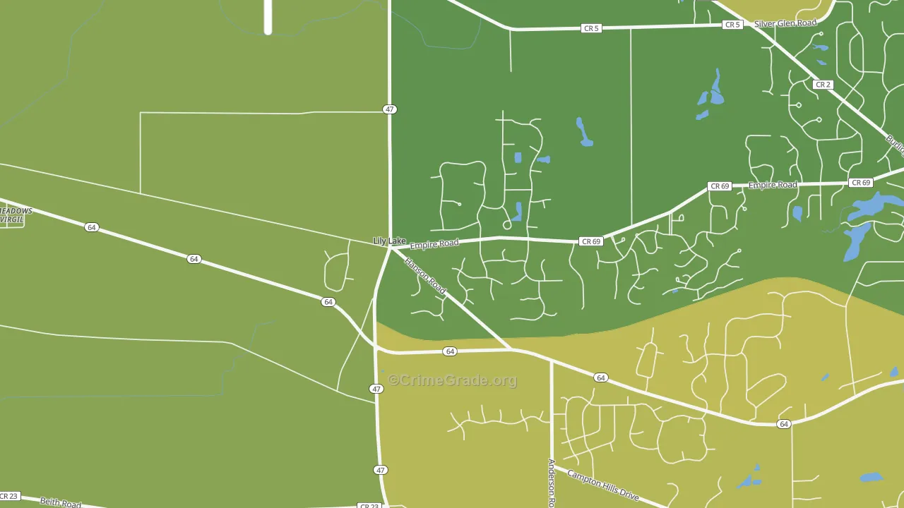 Lily Lake, IL Map of Vandalism Rates