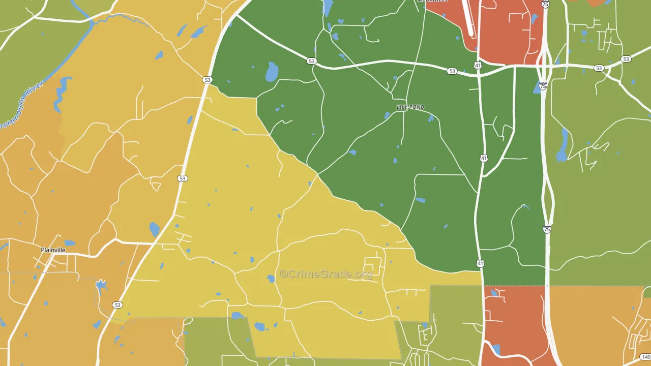 Lily Pond, GA Map of Vandalism Rates