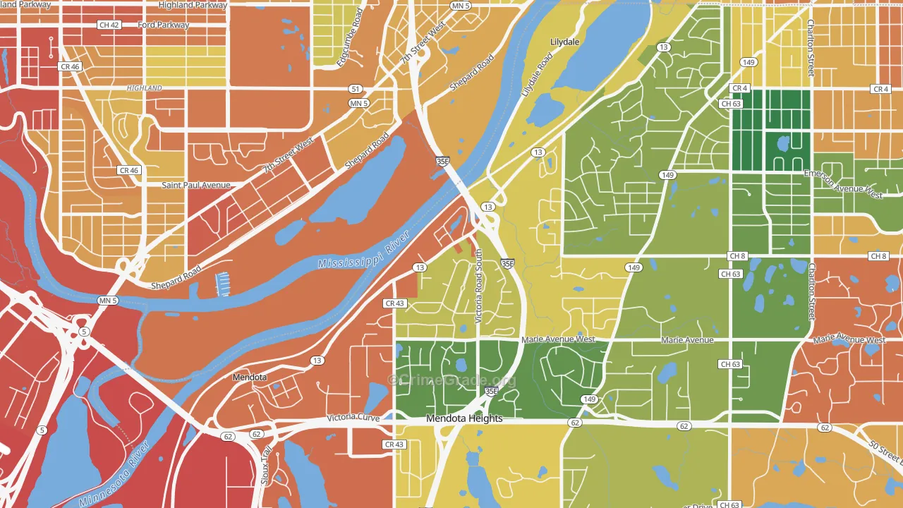 Lilydale, MN Map of Vandalism Rates