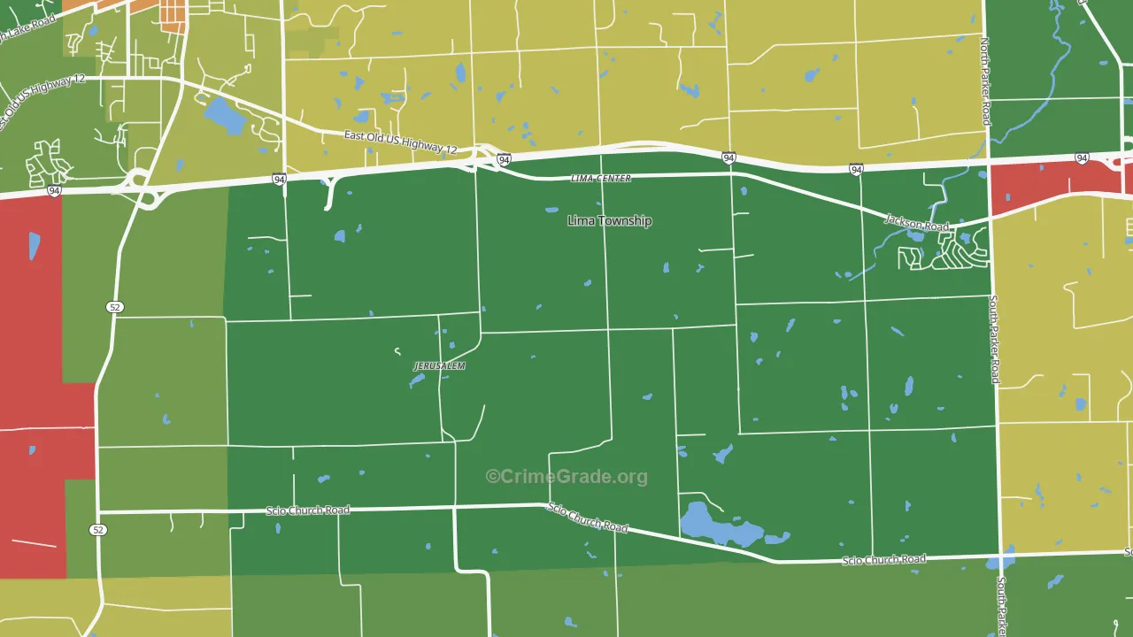 Lima Center, MI Map of Vandalism Rates