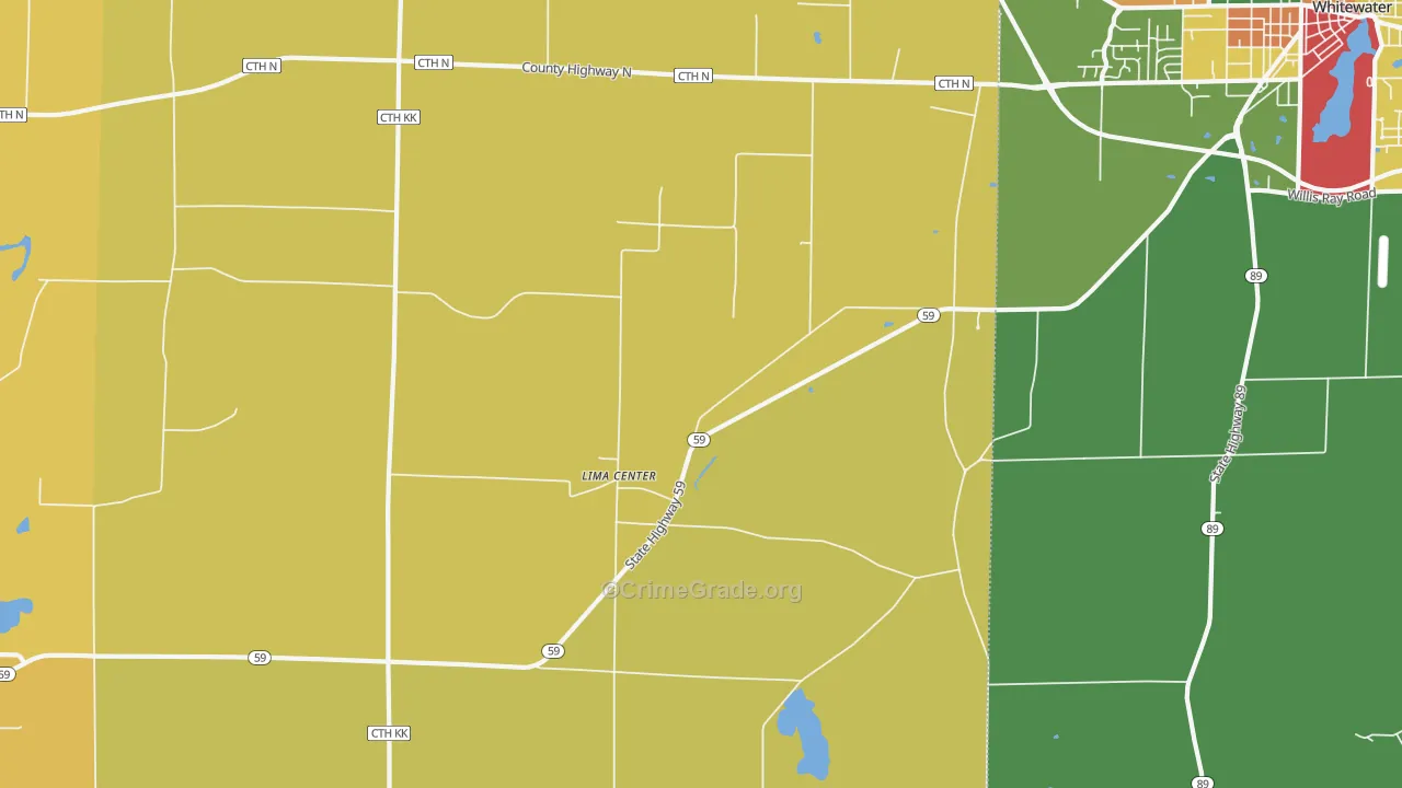 Lima Center, WI Map of Vandalism Rates