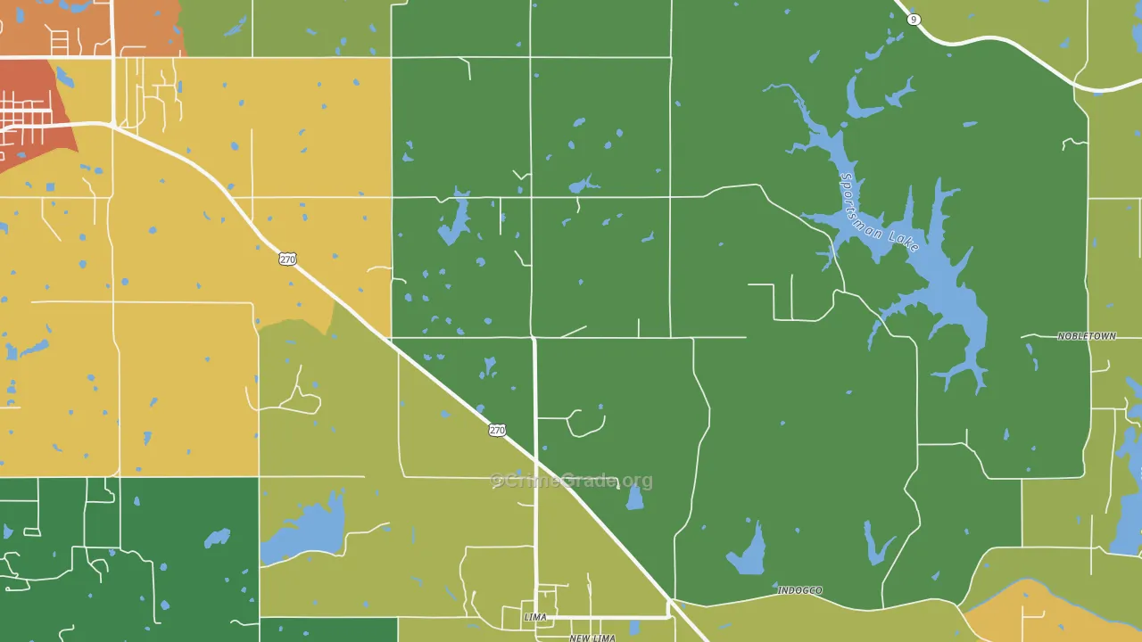 Lima, OK Map of Vandalism Rates
