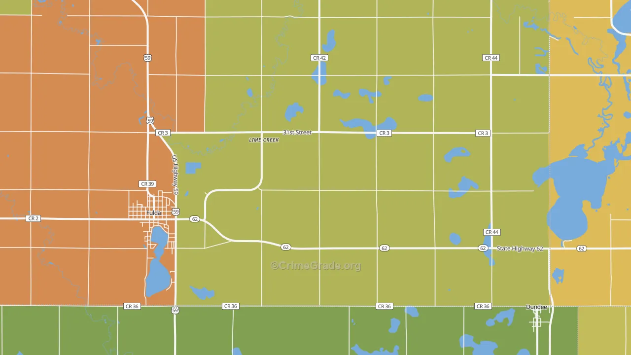 Lime Creek, MN Map of Vandalism Rates