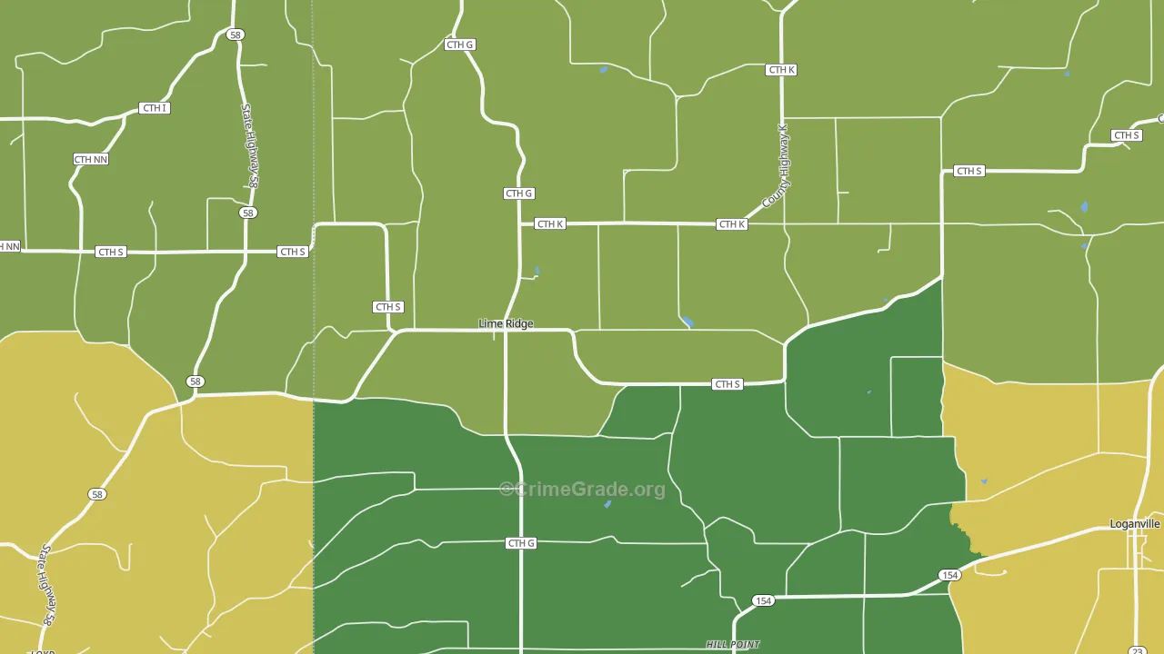 Lime Ridge, WI Map of Vandalism Rates