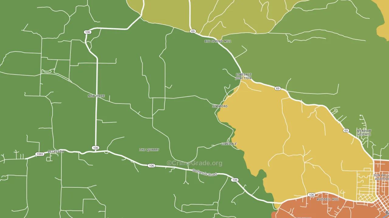 Limedale, AR Map of Vandalism Rates