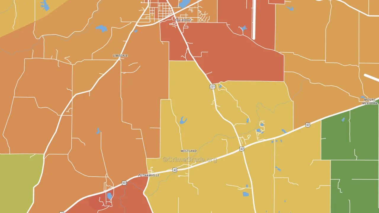 Limedale, IN Map of Vandalism Rates