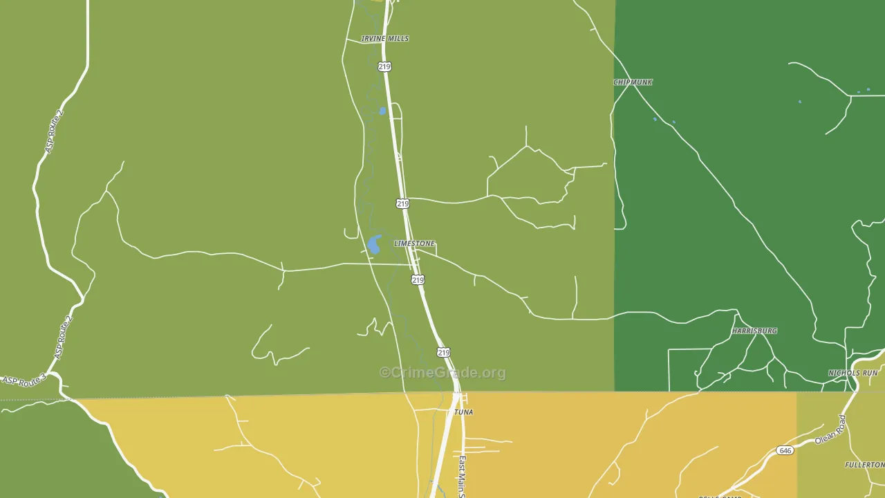Limestone, NY Map of Vandalism Rates