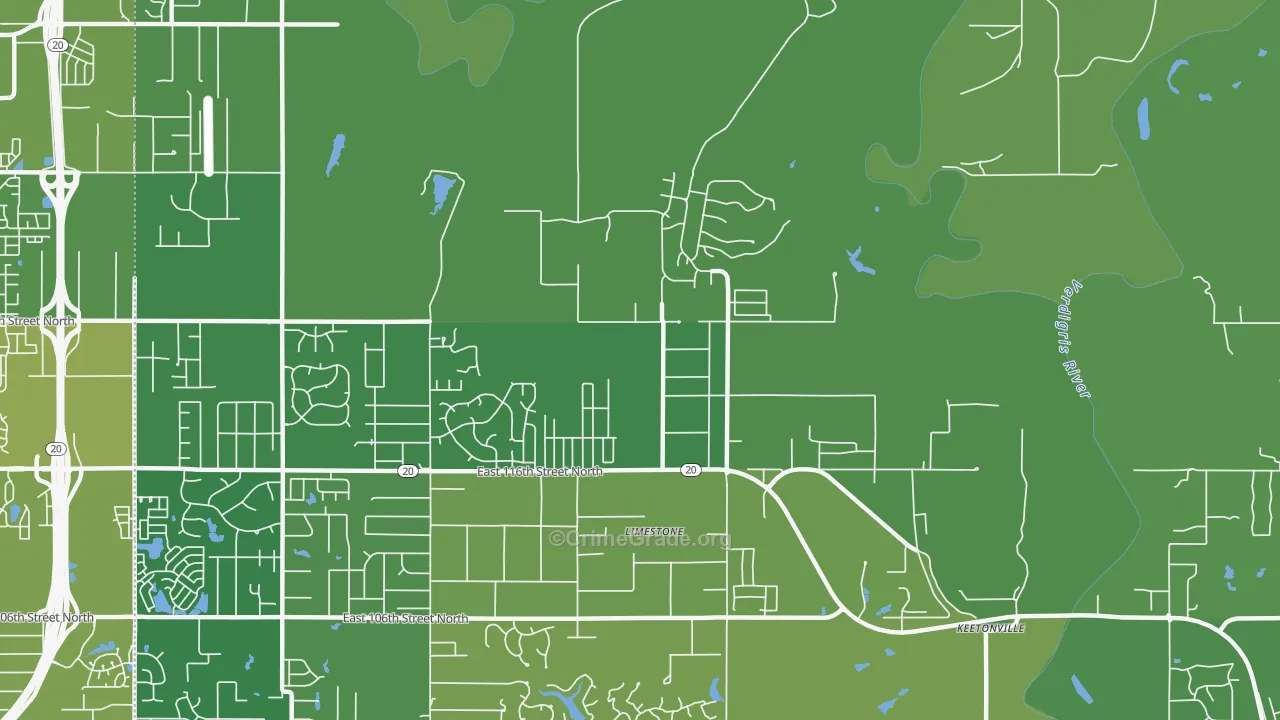 Limestone, OK Map of Vandalism Rates