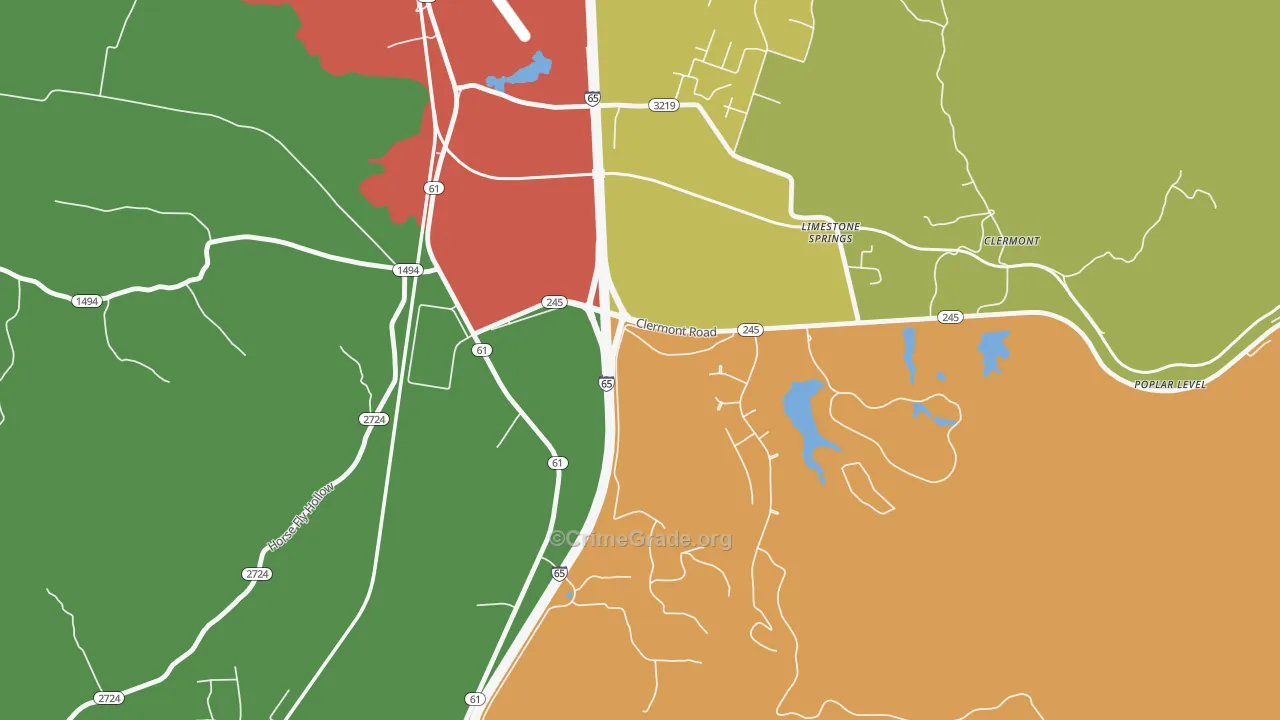 Limestone Springs, KY Map of Vandalism Rates