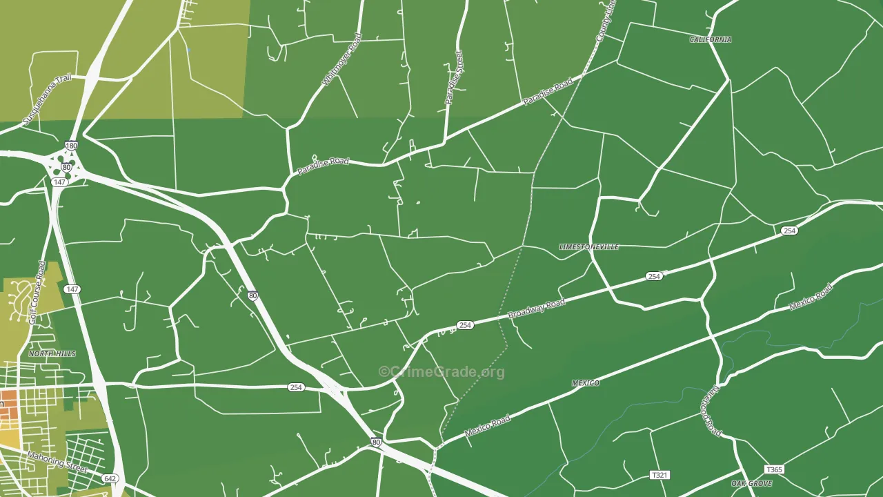 Limestoneville, PA Map of Vandalism Rates