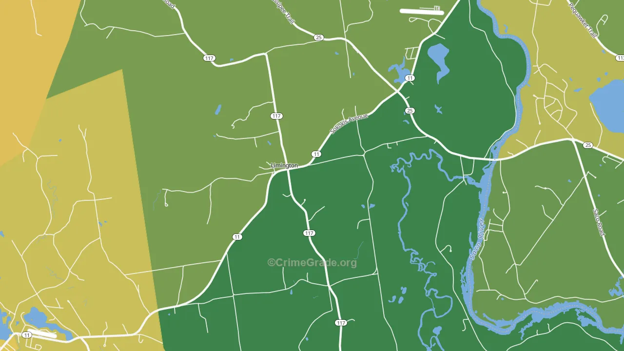 Limington, ME Map of Vandalism Rates