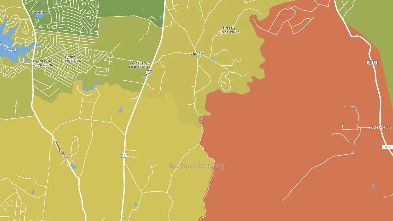 Linary, TN Map of Vandalism Rates