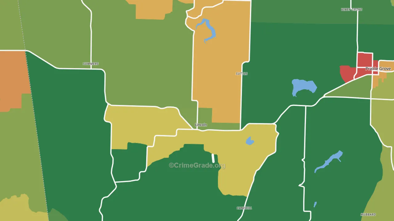 Lincoln, AR Map of Vandalism Rates
