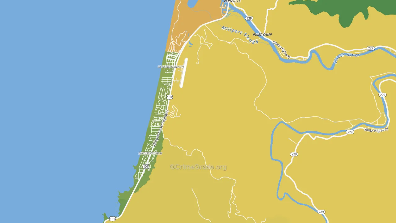 Lincoln Beach, OR Map of Vandalism Rates