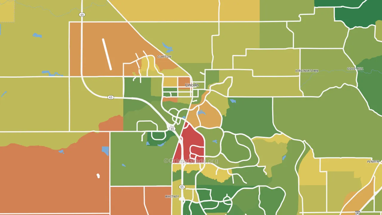 Lincoln, CA Map of Vandalism Rates