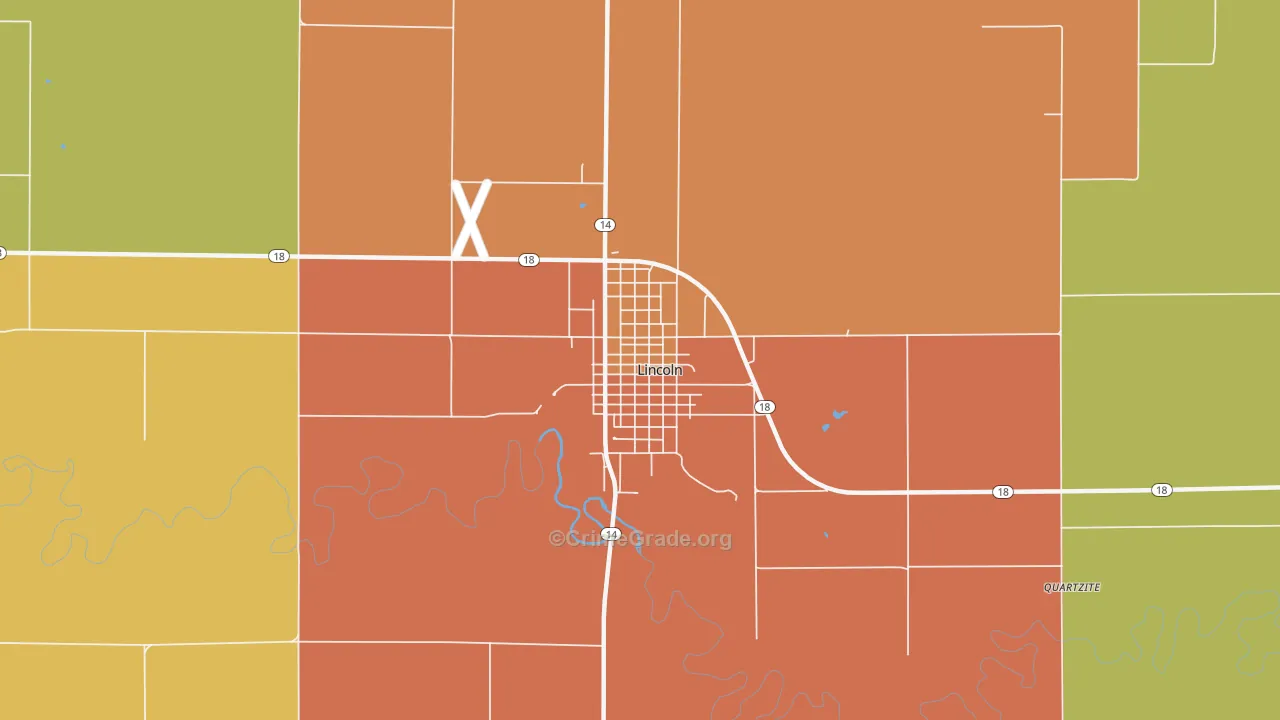Lincoln Center, KS Map of Vandalism Rates