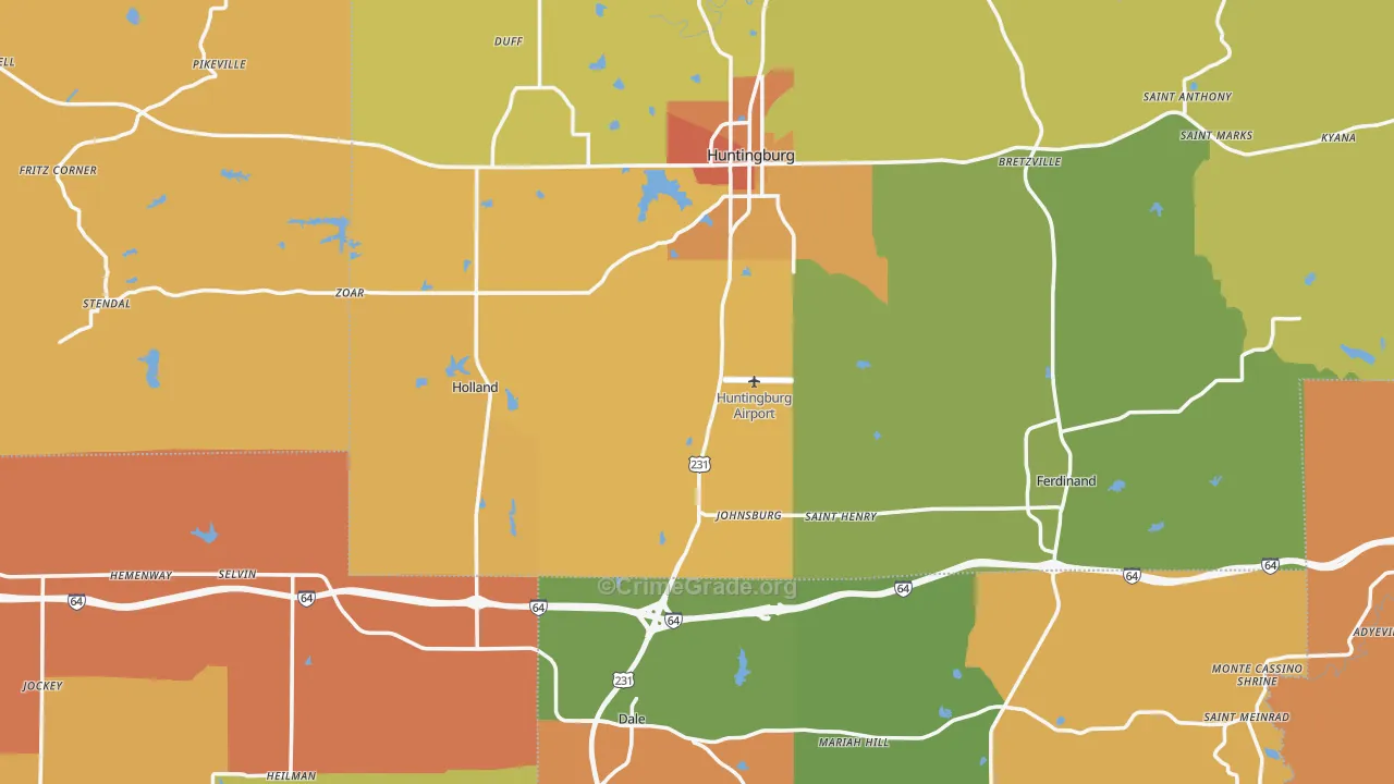 Lincoln City, IN Map of Vandalism Rates