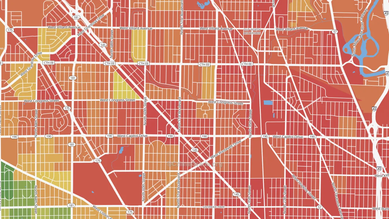 Lincoln Creek, Milwaukee, WI Map of Vandalism Rates