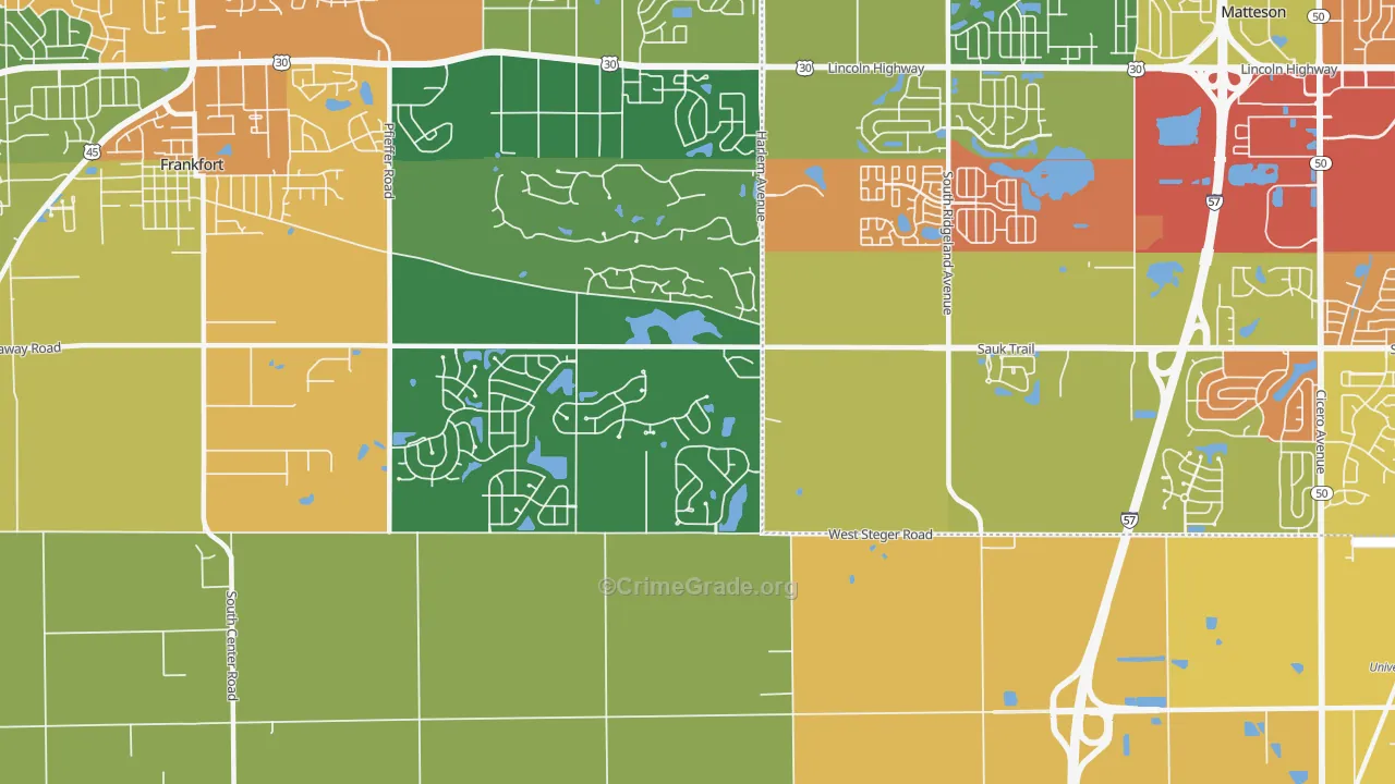 Lincoln Estates, IL Map of Vandalism Rates