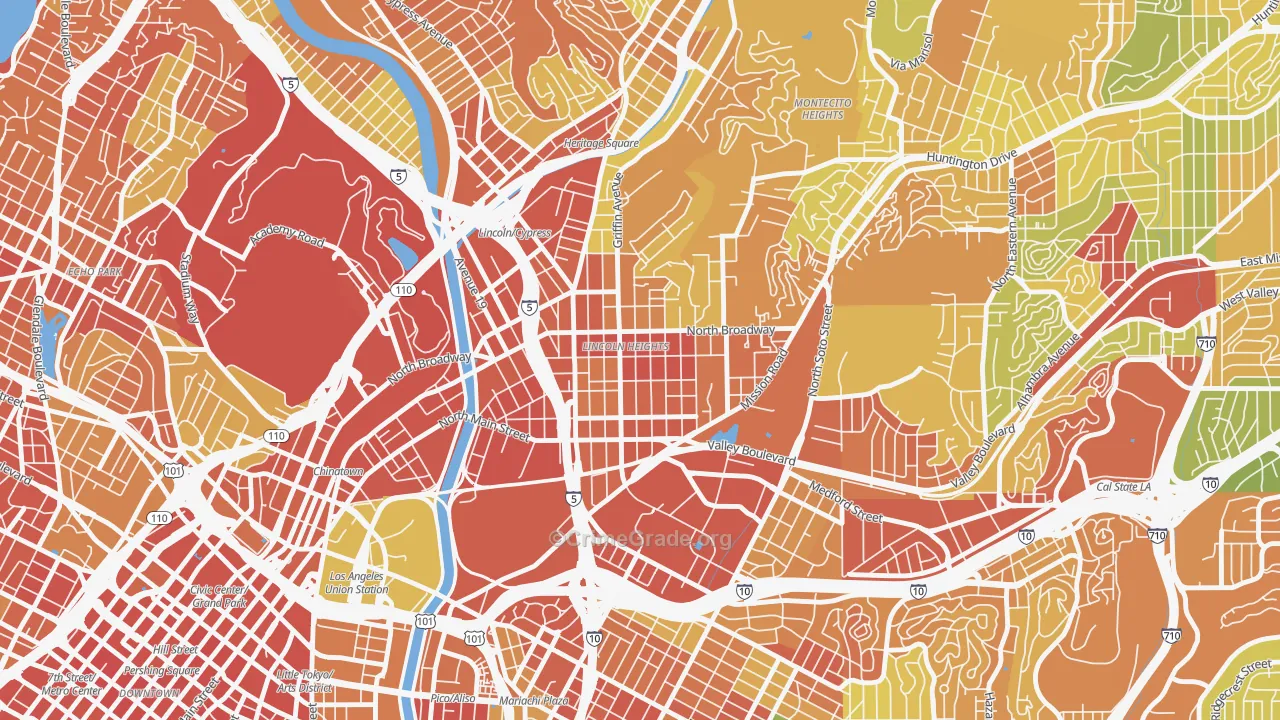 Lincoln Heights, Los Angeles, CA Map of Vandalism Rates