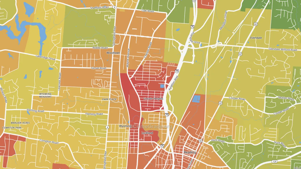 Lincoln Heights, OH Map of Vandalism Rates