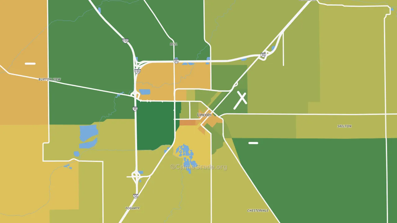Lincoln, IL Map of Vandalism Rates