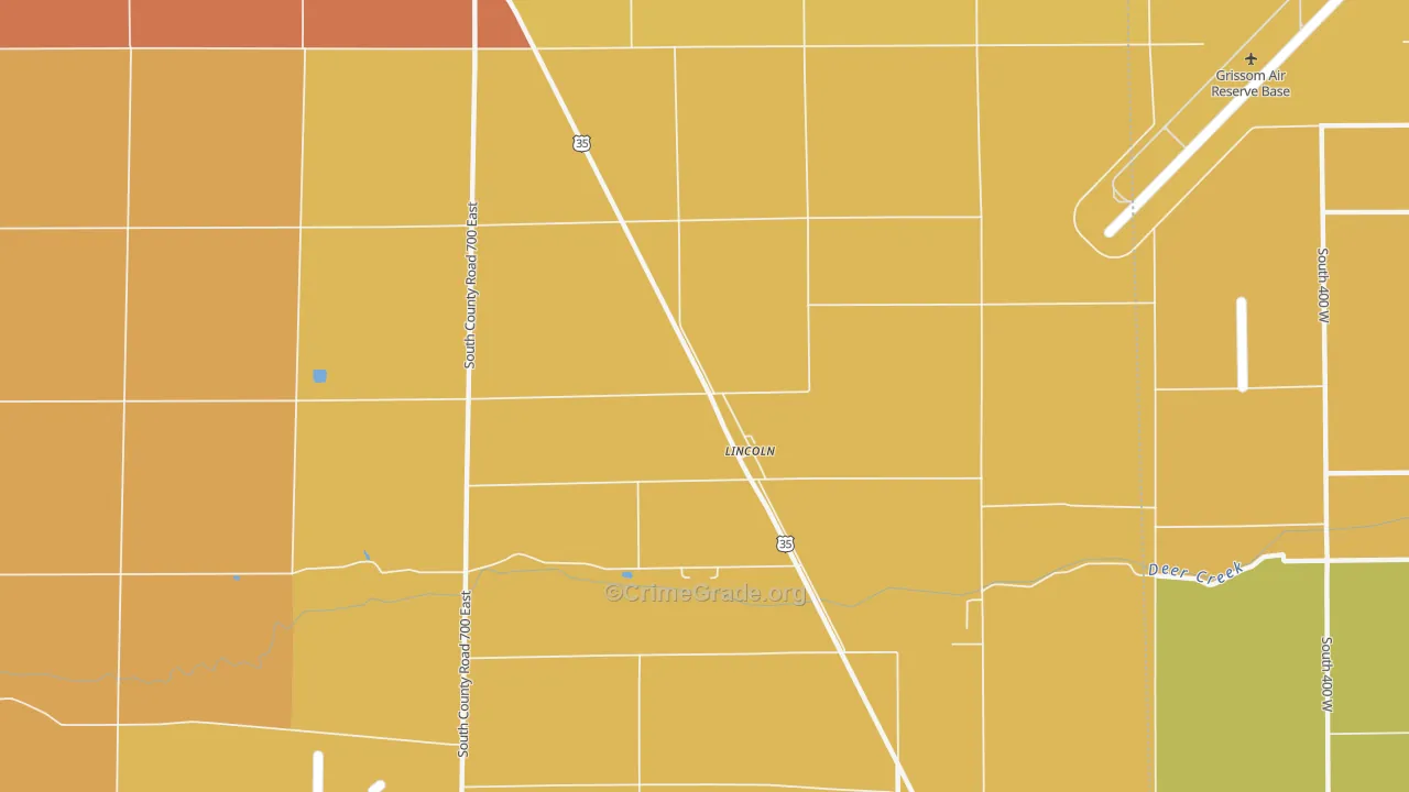 Lincoln, IN Map of Vandalism Rates