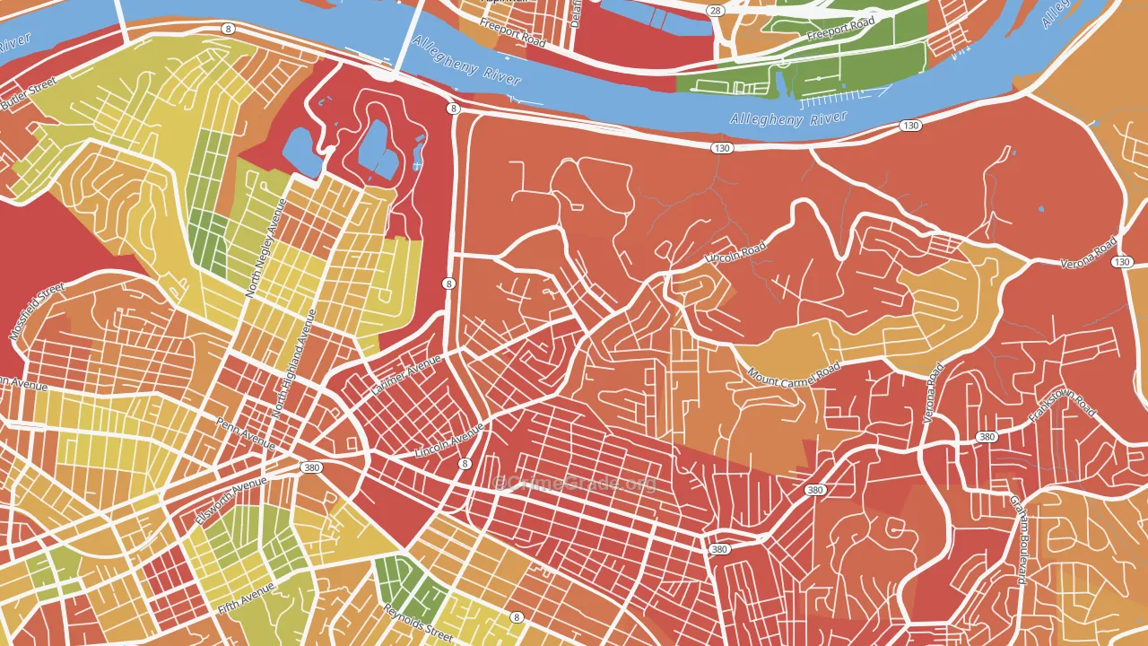 Lincoln-Lemington-Belmar, Pittsburgh, PA Map of Vandalism Rates