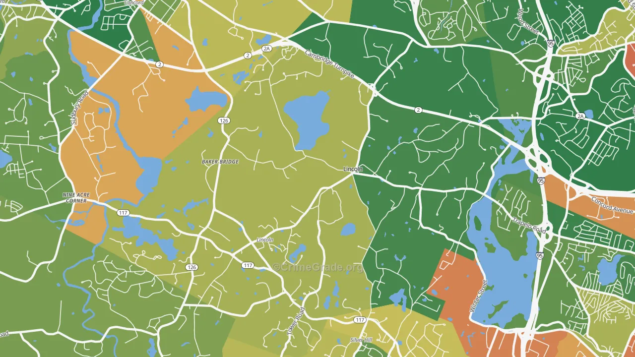 Lincoln, MA Map of Vandalism Rates
