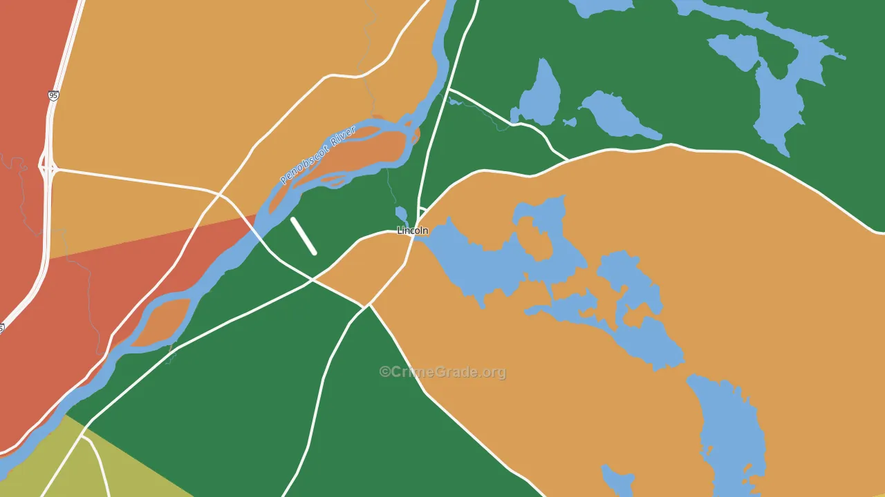 Lincoln, ME Map of Vandalism Rates