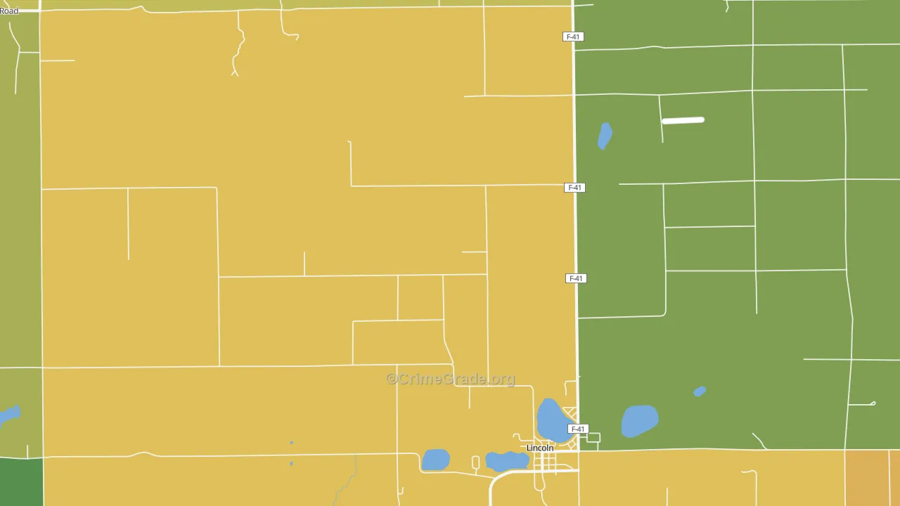 Lincoln, MI Map of Vandalism Rates
