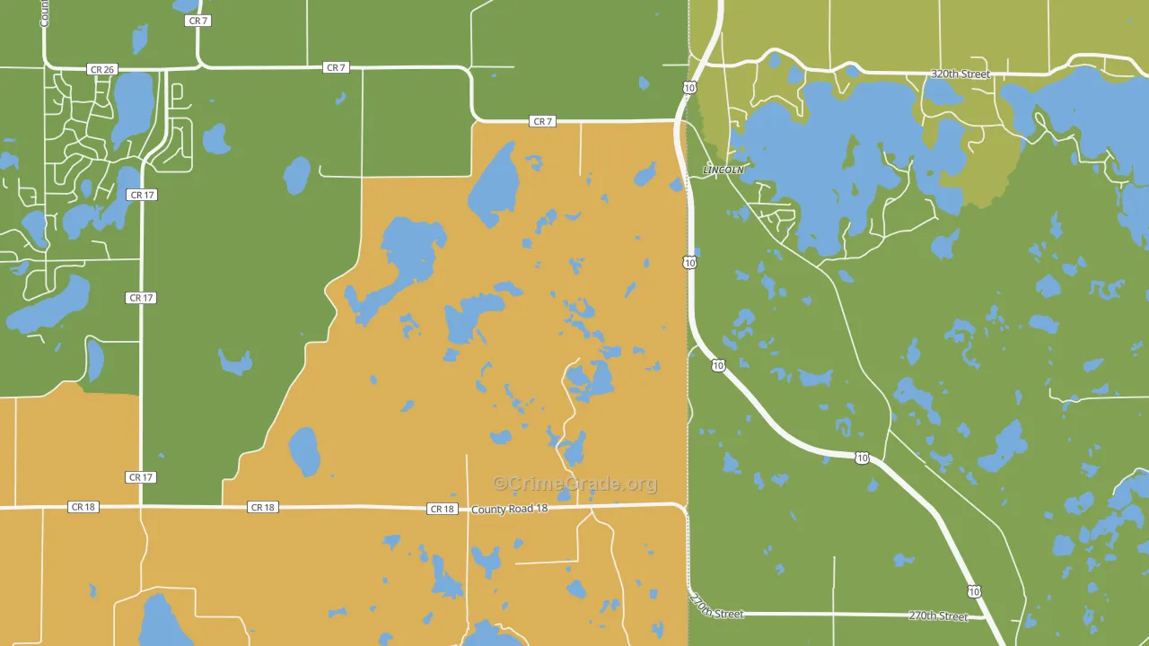 Lincoln, MN Map of Vandalism Rates