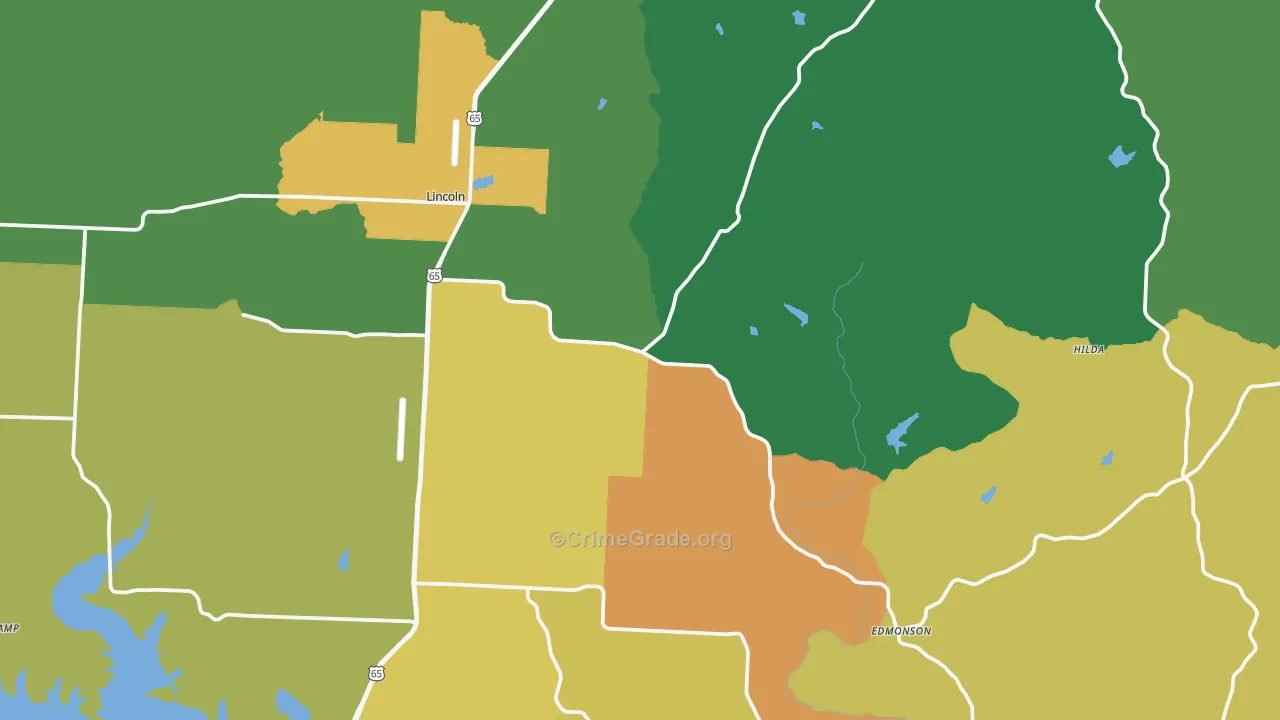 Lincoln, MO Map of Vandalism Rates
