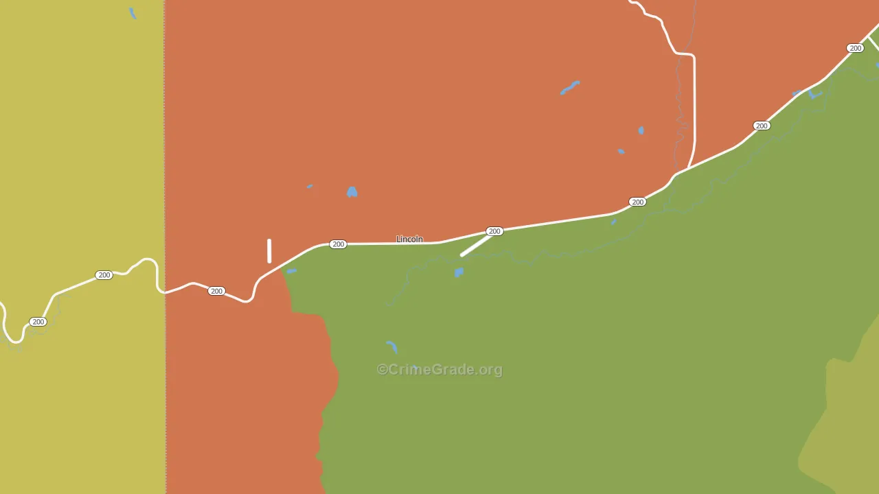 Lincoln, MT Map of Vandalism Rates