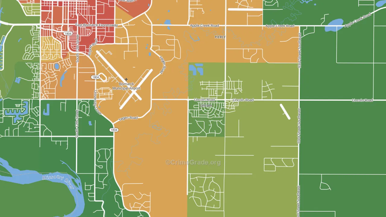Lincoln, ND Map of Vandalism Rates