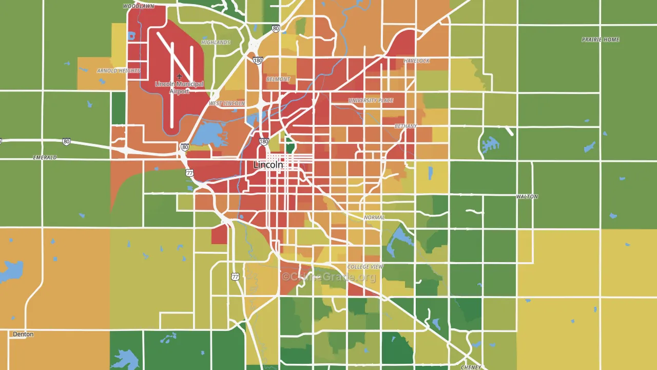 Lincoln, NE Map of Vandalism Rates