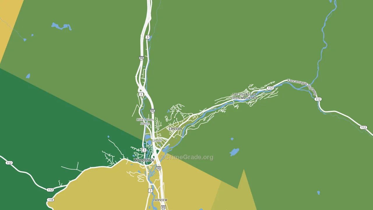 Lincoln, NH Map of Vandalism Rates