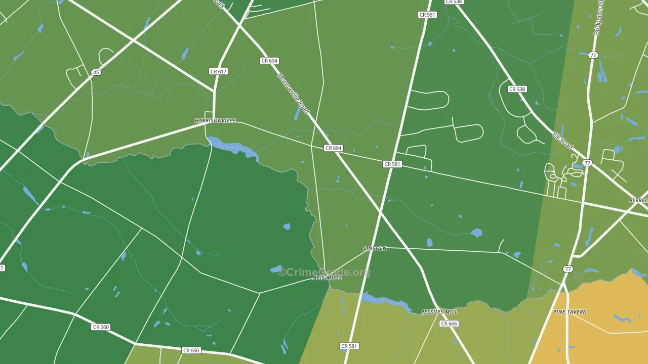 Lincoln, NJ Map of Vandalism Rates