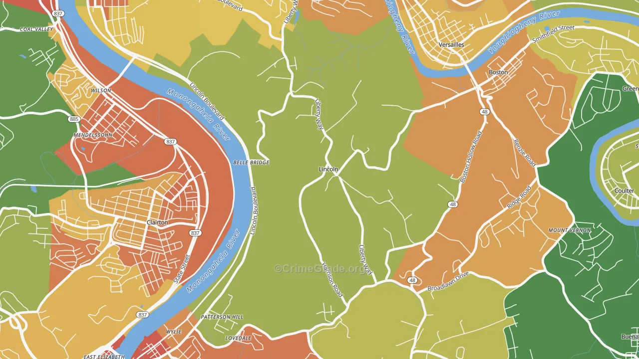 Lincoln, PA Map of Vandalism Rates