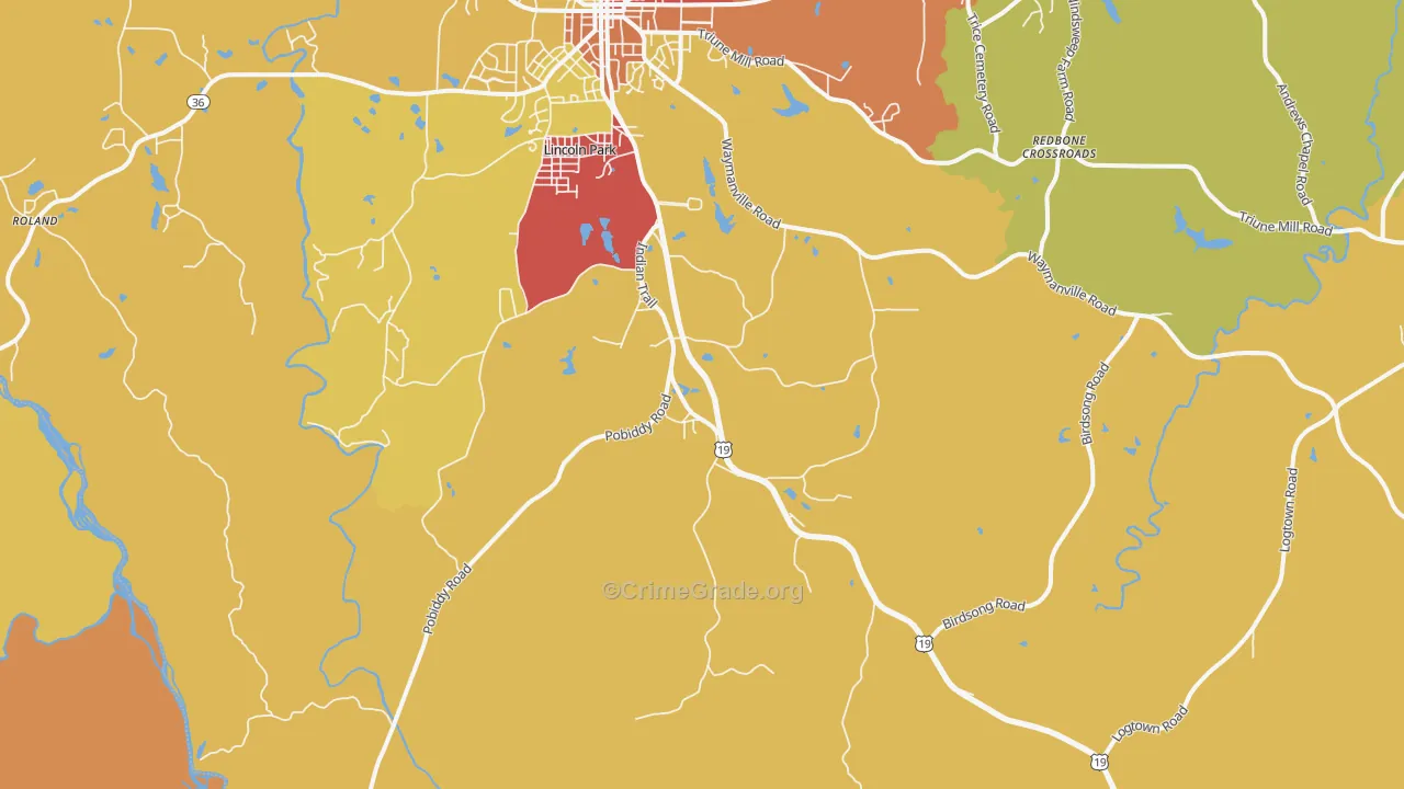 Lincoln Park, GA Map of Vandalism Rates