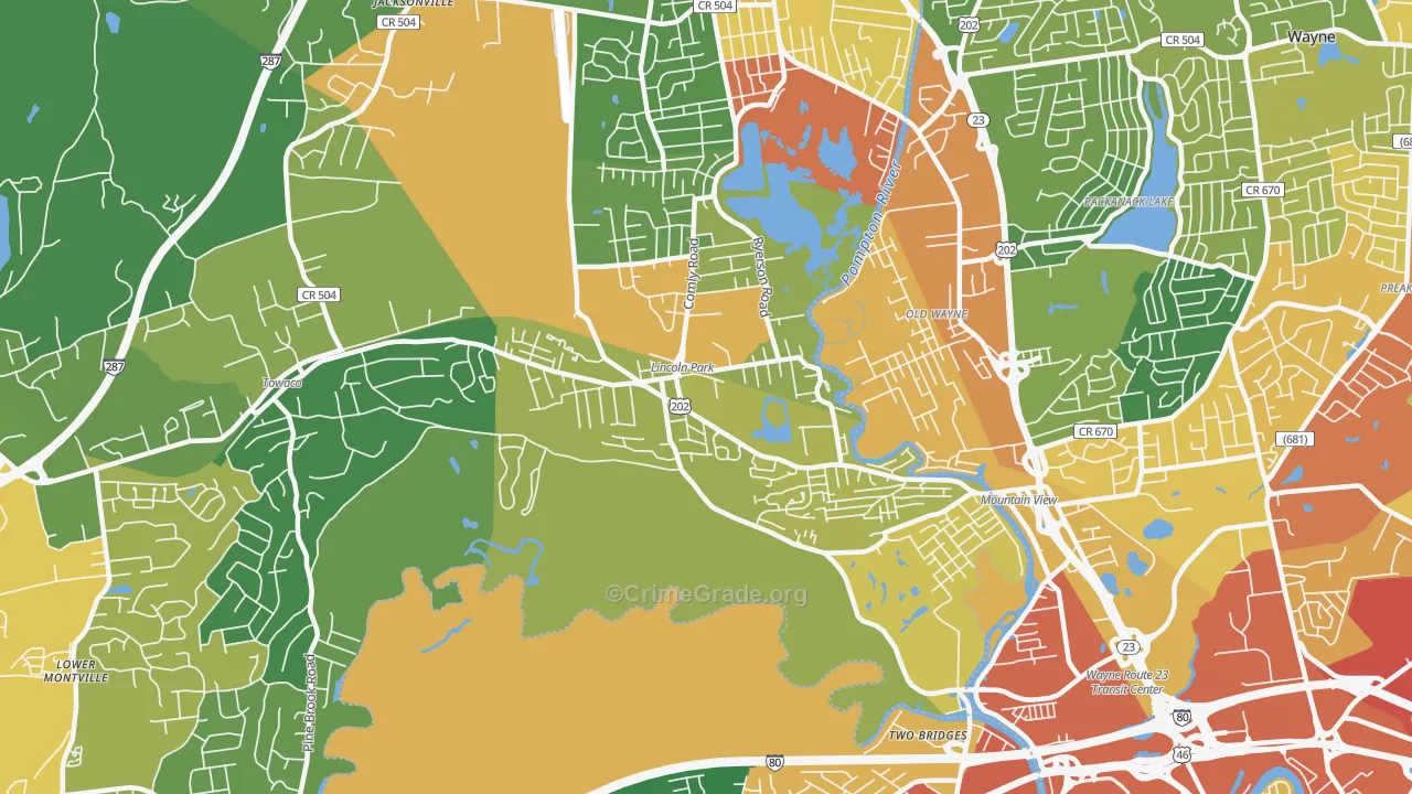 Lincoln Park, NJ Map of Vandalism Rates