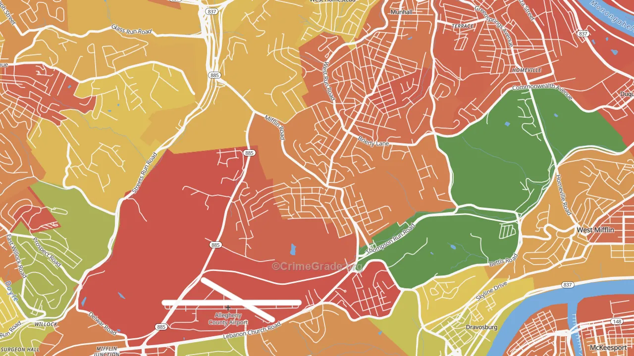 Lincoln Place, Pittsburgh, PA Map of Vandalism Rates