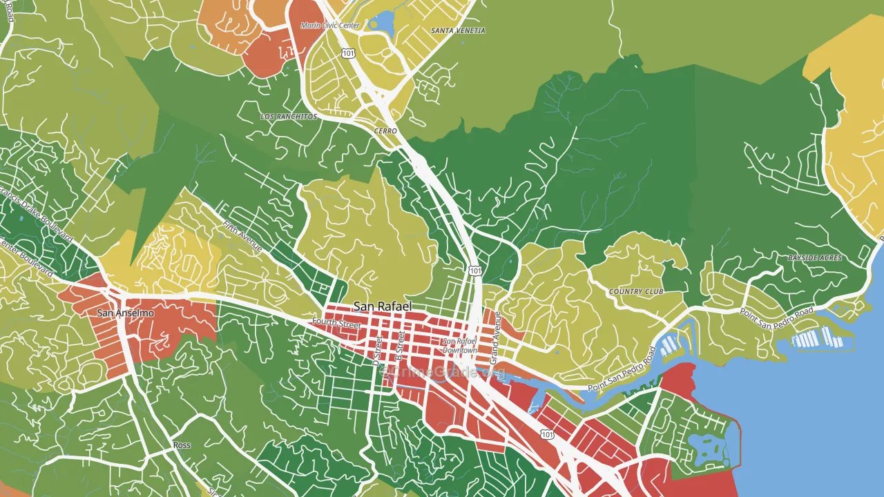 Lincoln, San Rafael, CA Map of Vandalism Rates