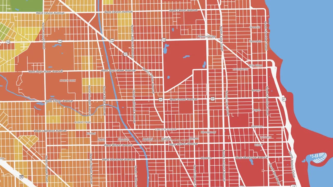 Lincoln Square, Chicago, IL Map of Vandalism Rates