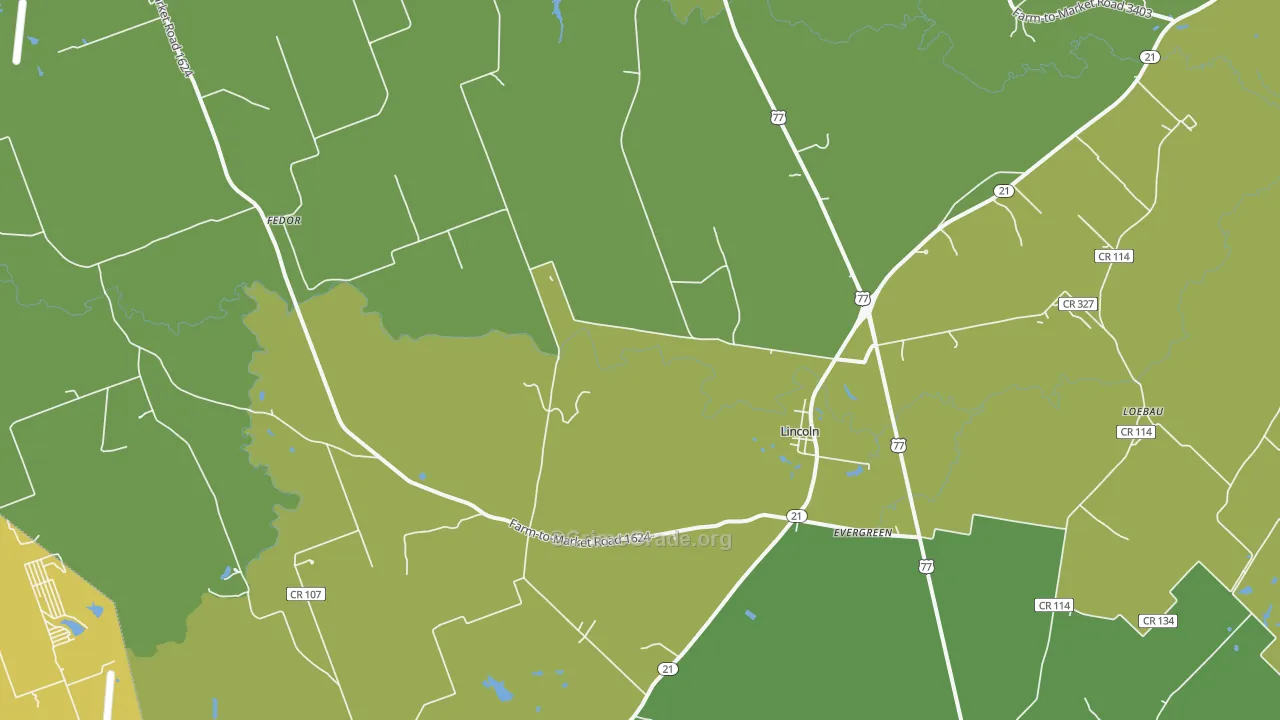 Lincoln, TX Map of Vandalism Rates