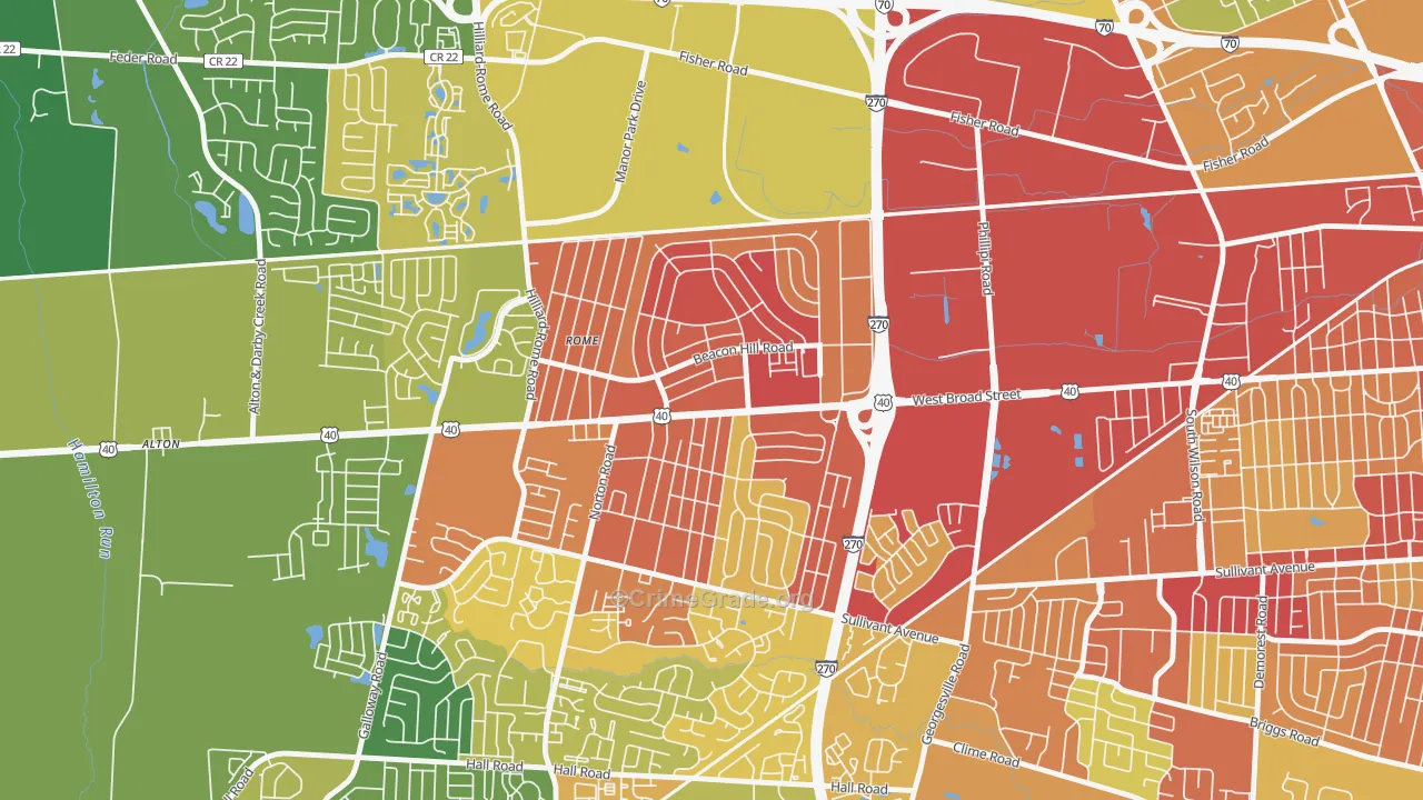 Lincoln Village, OH Map of Vandalism Rates