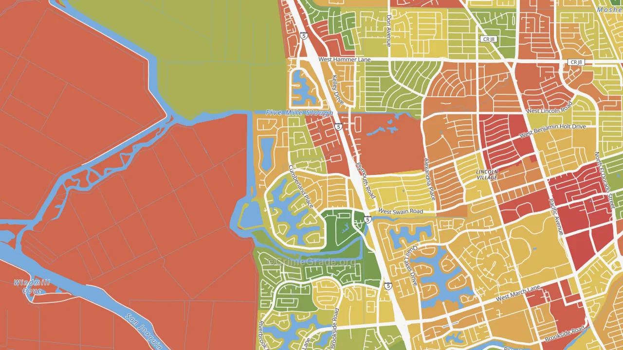 Lincoln Village West, Stockton, CA Map of Vandalism Rates
