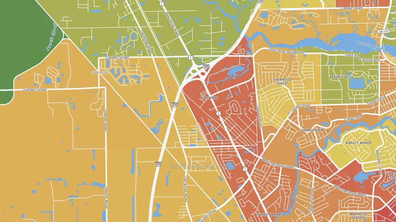 Lincoln Villas, Jacksonville, FL Map of Vandalism Rates